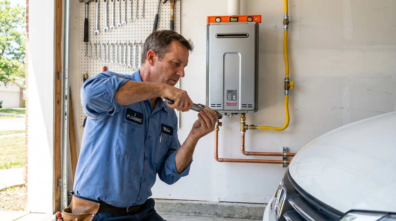 Tankless water heater installation by a Johns Plumbing LLC plumber in Hoxie